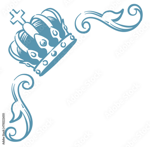 王冠を使ったアンティークな装飾。フレームが作れます。ベクター素材