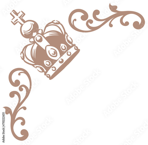 王冠を使ったアンティークな装飾。フレームが作れます。ベクター素材
