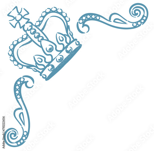 王冠を使ったアンティークな装飾。フレームが作れます。ベクター素材