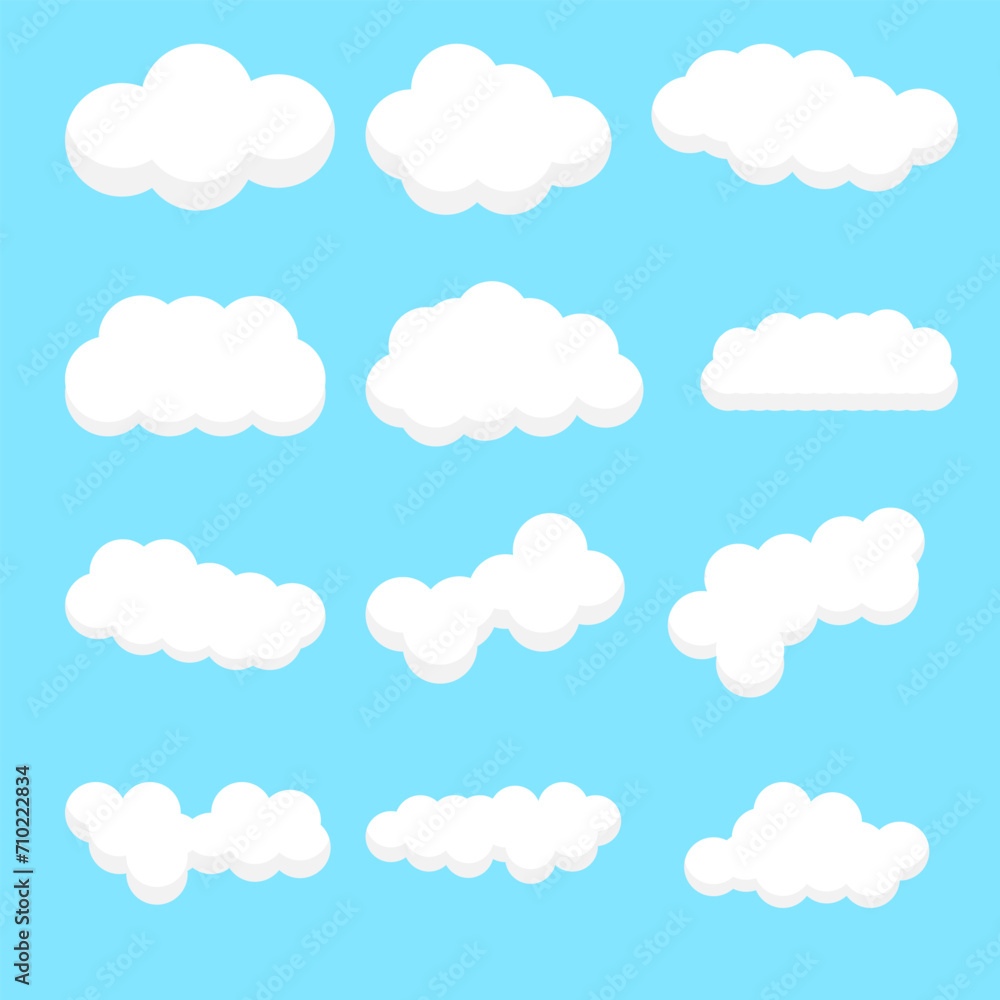 set clouds in the sky with blue background vector 