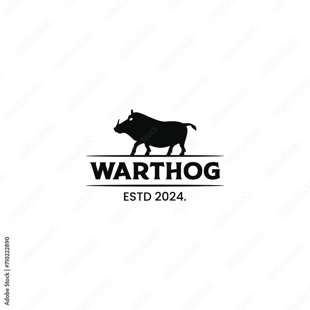 Obraz premium warthog simple vector logo illustration design retro vintage