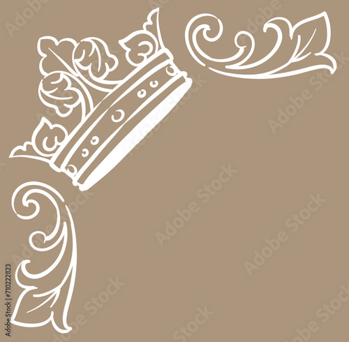 王冠を使ったアンティークな装飾。フレームが作れます。ベクター素材