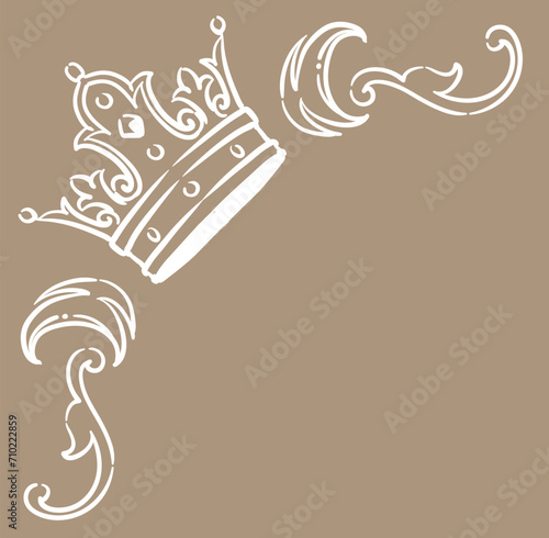 王冠を使ったアンティークな装飾。フレームが作れます。ベクター素材