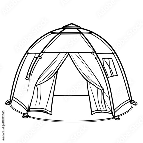 Tent SVG Black and White Illustration Art Generative AI.