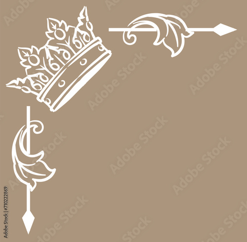 王冠を使ったアンティークな装飾。フレームが作れます。ベクター素材