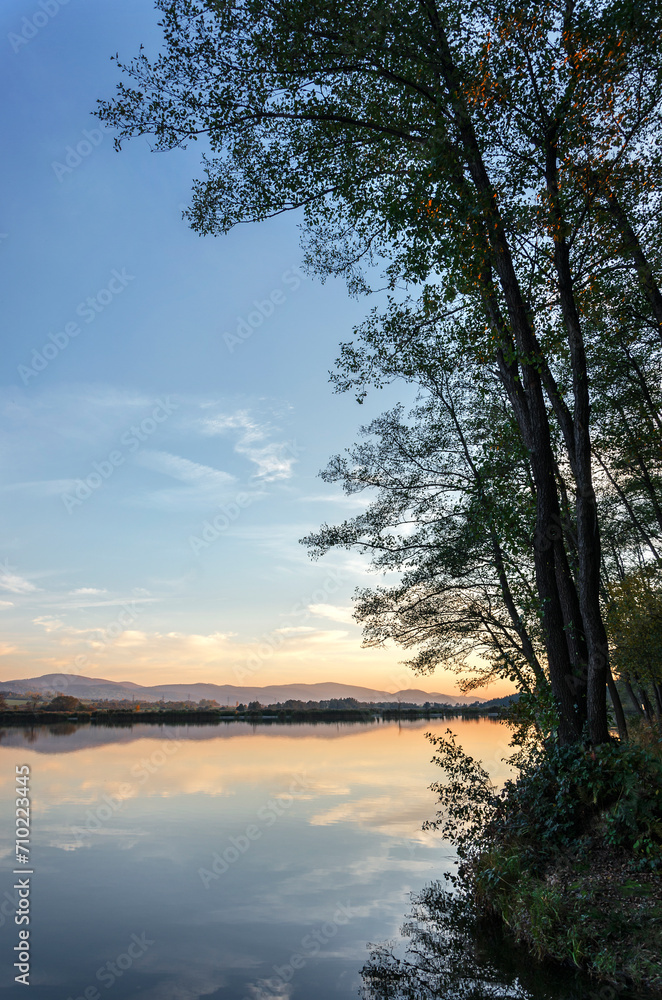 sunset over the river