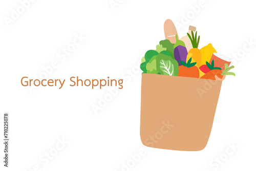 Grocery shopping online and delivery service vector illustration