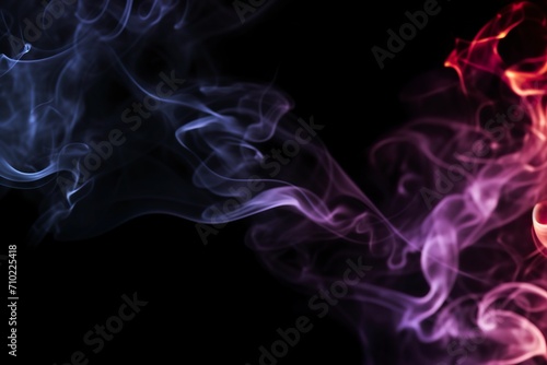 Abstract smoke background with colorful glow on dark background in ethereal aura. Contrast between the dark background and the mesmerizing luminosity of the smoke in a magical atmosphere.