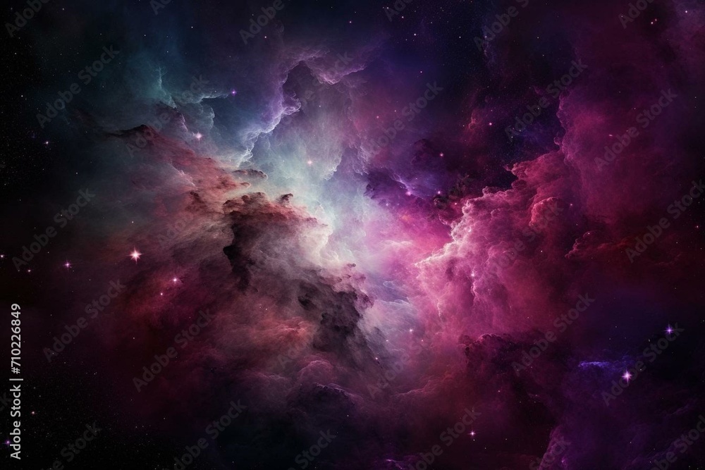 A colorful nebula with shades of pink and purple. Generative AI
