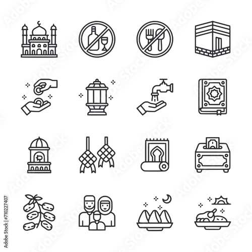 Ramadan icons set