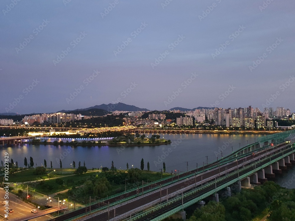train bridge over Han river Seoul Korea