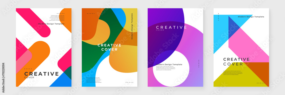 Colorful colourful vector minimalist geometric shapes creative design cover template. Minimalist simple colorful poster for banner, brochure, corporate, website, report, resume, and flyer - obrazy, fototapety, plakaty 