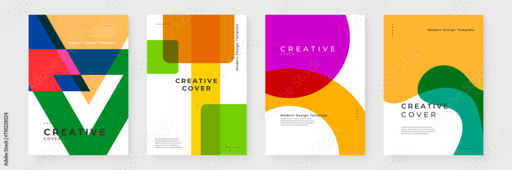 Colorful colourful vector creative design abstract shapes cover. Minimalist simple colorful poster for banner, brochure, corporate, website, report, resume, and flyer - obrazy, fototapety, plakaty 