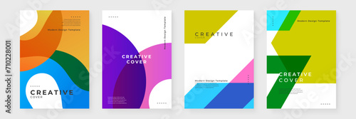 Colorful colourful modern vector abstract creative design shapes covers. Minimalist simple colorful poster for banner, brochure, corporate, website, report, resume, and flyer