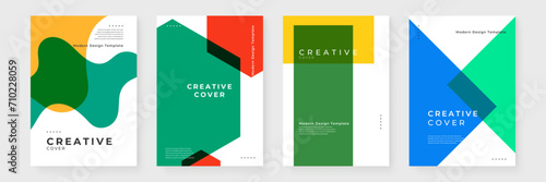 Colorful colourful vector illustration minimalist cover design creative with shapes. Minimalist simple colorful poster for banner, brochure, corporate, website, report, resume, and flyer