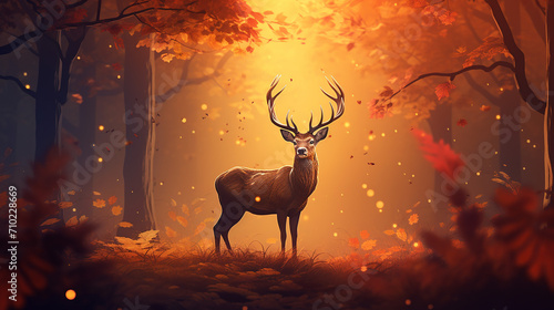 autumn background with deer © Aura