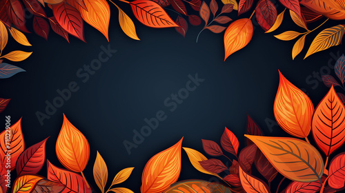 autumn banner with orange leaves on black background