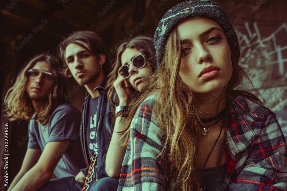 Alternative rock music and the culture of the 90s time, grunge style background. Generative AI. Alternative rock music and the culture of the 90s time, grunge style background. Generative AI.