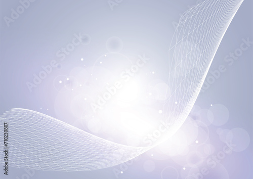 シルバーの輝く光と抽象ウェーブ背景