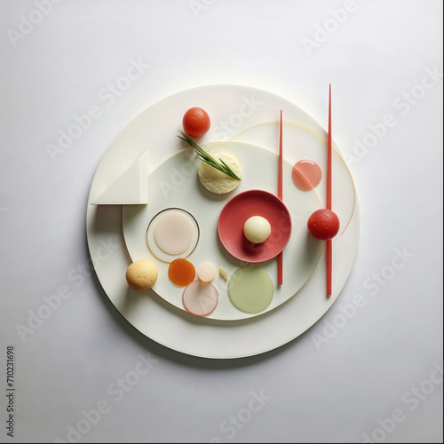 Realistic illustration of haute cuisine made from elaborate non-food items.. Generative AI.