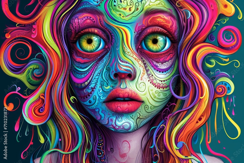 Psychedelic Trippy Colorful Face