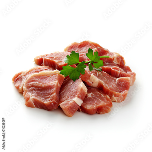 Isolated beef slices on white background