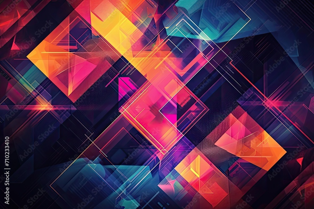 Abstract digital background with vibrant colors and geometric shapes Suitable for wallpapers or graphic designs. Abstract digital background with vibrant colors and geometric shapes Suitable for wallpapers or graphic designs.