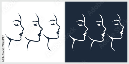Woman Face Beauty Thin Line Logo