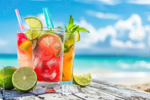 Refreshing summer cocktails by the beach