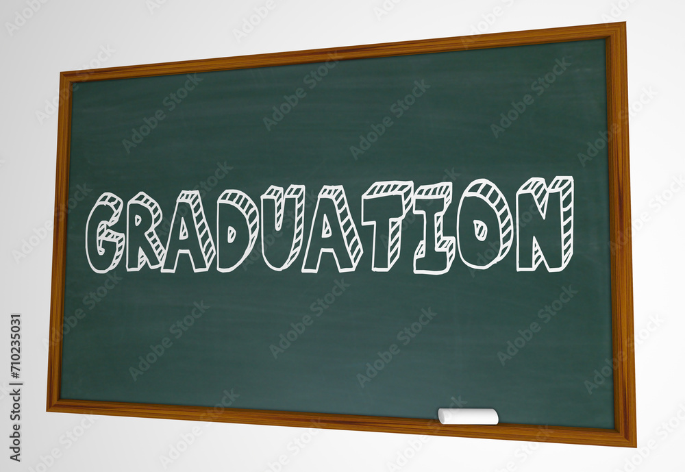 Obraz premium Graduation Chalkboard Word Final Day Date Classes School Education Graduate 3d Illustration