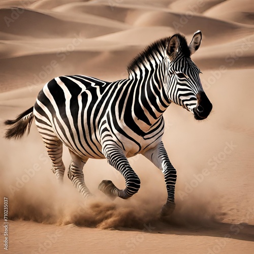 Running Zebra with Stripes and Dust