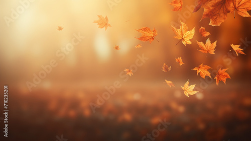 blurred backgorund orange fall colorful leaves flying falling effect