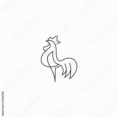 Rooster line art logo design illustration