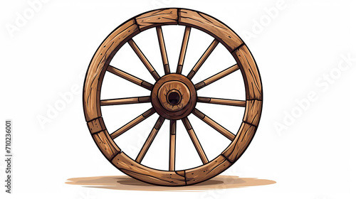 rustic wagon wheel illustration on white isolated background photo
