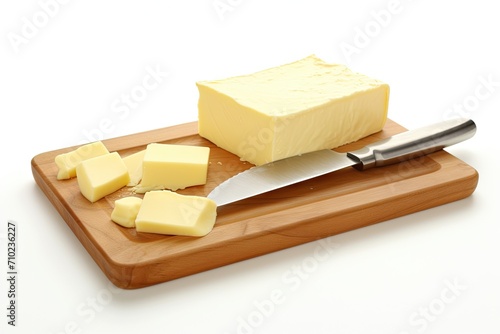 Healthy butter and knife on white background