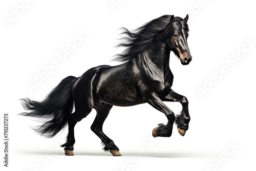 Isolated black Andalusian stallion galloping © LimeSky