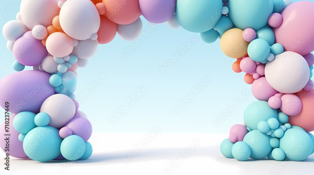 Party balloons, birthday decoration background, anniversary, wedding, holiday with space for text
