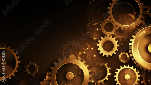 Abstract techno gear background with geometric colorful gear wheels. Space for gear text. Vector gears modern mechanism industrial . Technology gears photo