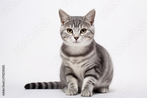 Beautiful pet cat portrait on white background