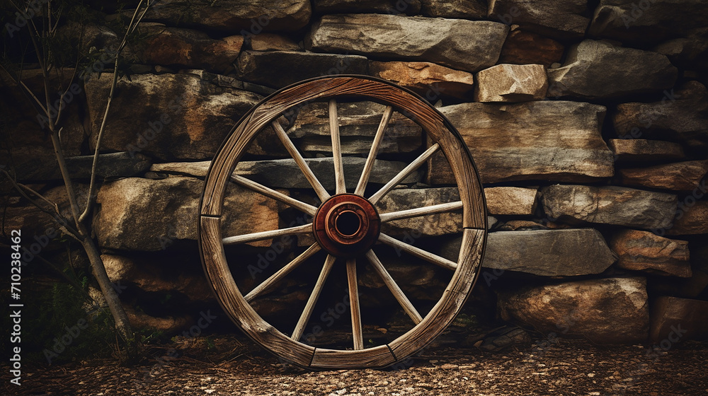Obraz premium Rustic Wagon Wheel illustration of a rustic design