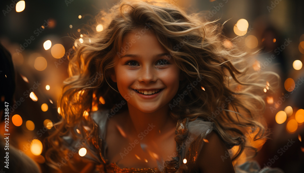 Smiling woman, happiness, cheerful celebration, joy, fun, indoors, females, night generated by AI Smiling woman, happiness, cheerful celebration, joy, fun, indoors, females, night generated by AI
