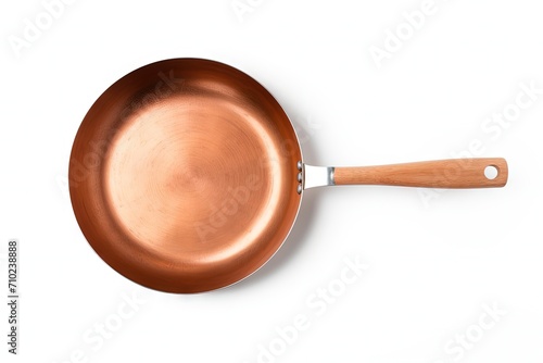 Copper pan on white background photo