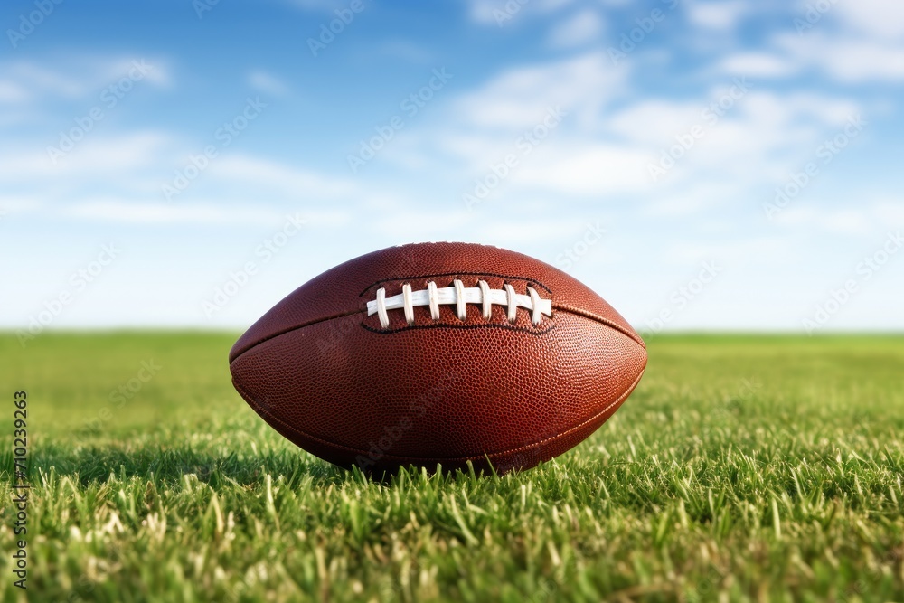 Isolated football on grass a professional or college game traditional in America and Canada Isolated football on grass a professional or college game traditional in America and Canada