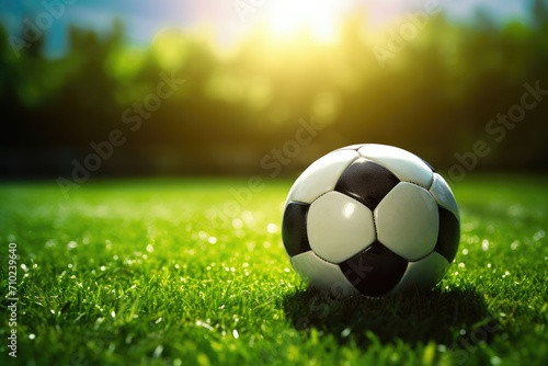 Soccer ball prepared in stadium for game © LimeSky