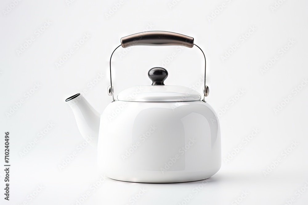 Obraz premium White ceramic kettle on white background