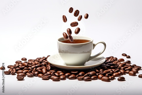 White background with coffee seeds