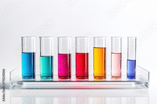 Laboratory glassware on white background Science research Transparent container Medicine and beauty concept