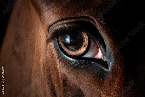 LowKey technique close up of dressage horse s head with rider in the focus eye cutout revealing a section of the rider The right side remains free for text © LimeSky