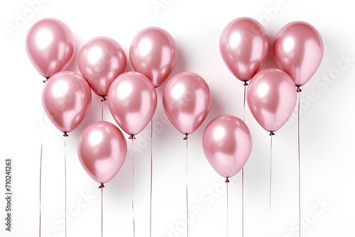 Metallic pink balloons for Valentine s day hen party or baby shower on a white background with a stylish touch photo