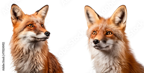 PNG Set of fox portrait isolated on transparent background © Maestro